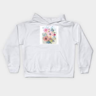 Watercolor hand paint floral design Kids Hoodie